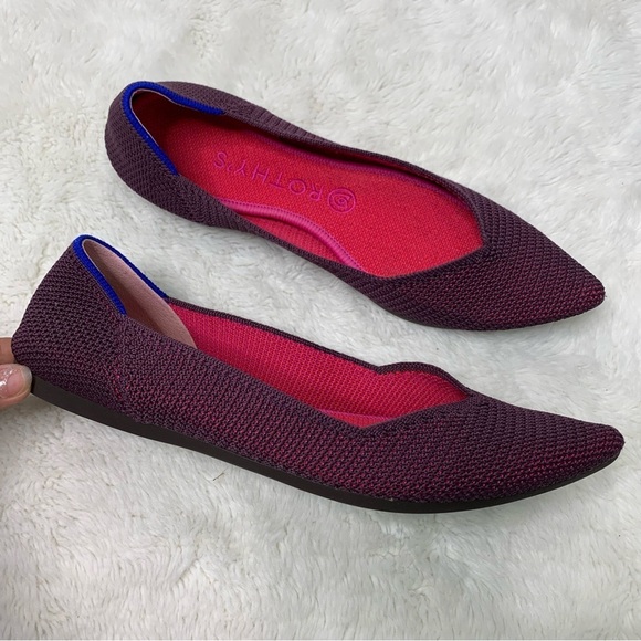 Rothy’s Women's Rare Unicorn Violet Purple The Point Flats Size 8.5 - Picture 4 of 14
